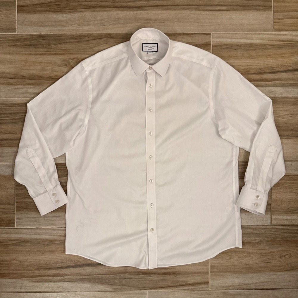 Charles Tyrwhitt Classic Fit Non-Iron White Dress Shirt 17 / 35 Mens Cotton